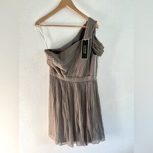 J Crew 100% Silk Kylie Grey One Shoulder Chiffon Party Dress 10